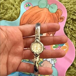 Vintage Silver and Gold Watch with Heart Accents